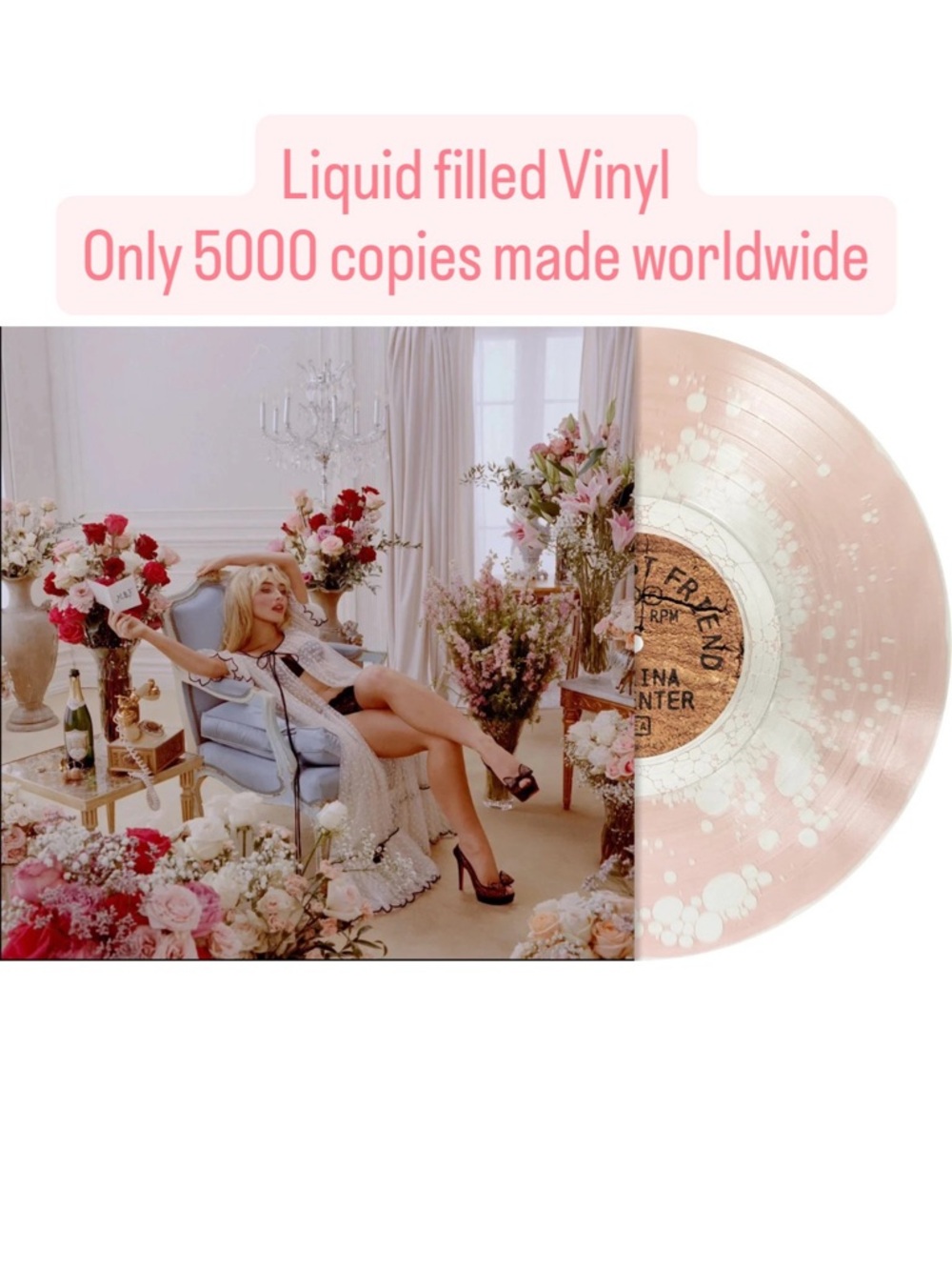 Sabrina Carpenter Limited 5000 copies only champagne Filled Liquid Vinyl Record